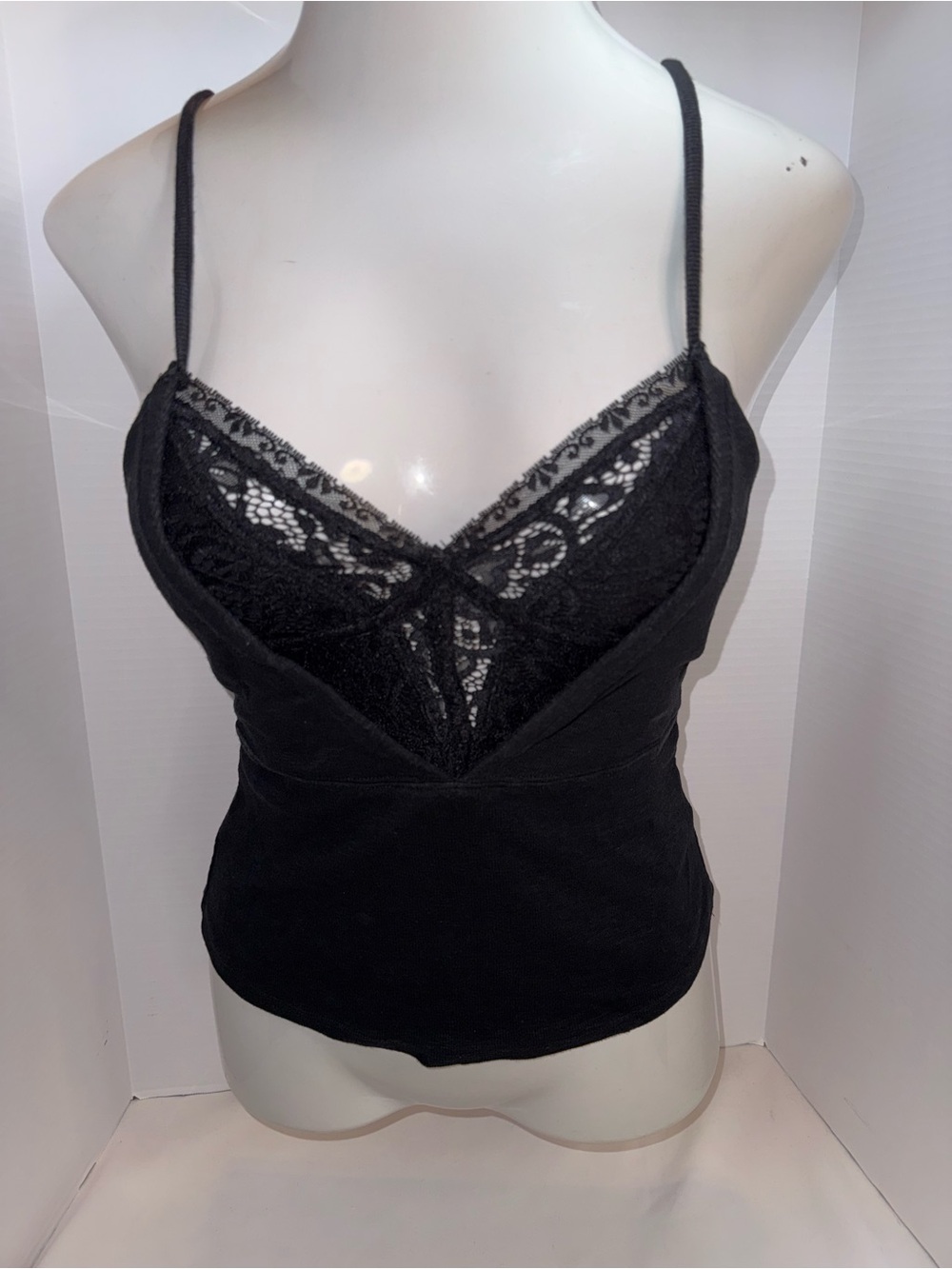 Free People Black Lace V-Neck Cami Top